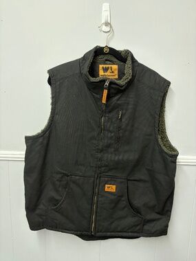 Wells Lamont Black Sherpa Lined  Canvas Vest Size XL